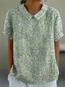 Damen Vintage Bluse mit Blumenmuster – Lässig & Elegant – Grün 3
