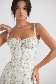 Ariana™ | Klassisches langes Kleid – Druck Grün/Weiß