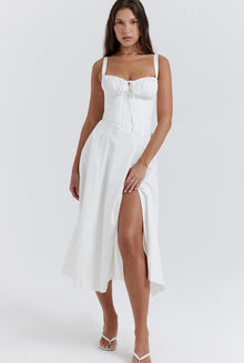 Ariana™ | Klassisches langes Kleid – Weiß