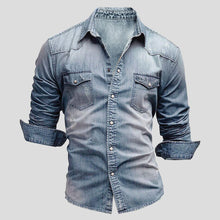 Cedric | Herren Denim-Hemd in Vintage-Optik – Hellblau