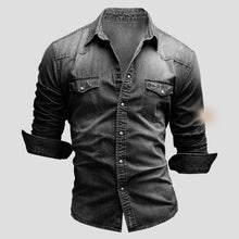 Cedric | Herren Denim-Hemd in Vintage-Optik – Schwarz