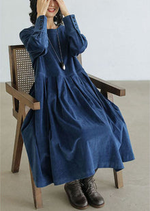 Corduroy Herbst/Winter Kleid - Emilia – Blau