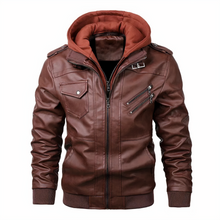 Grant - Stylishe Lederjacke mit Kapuze – Rot