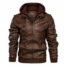 Grant - Stylishe Lederjacke mit Kapuze – Braun