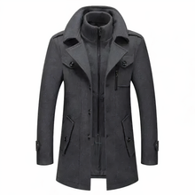 Herren Wintermantel | Langer Slim Fit Mantel – Grau