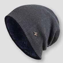 Herren Woll-Beanie Winterstrick Klassisch – Blau