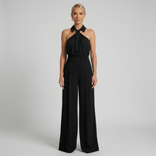 Ava | Neckholder Kragen Jumpsuit – Schwarz