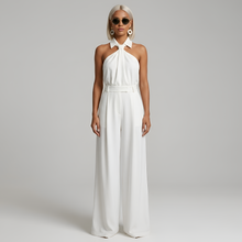 Ava | Neckholder Kragen Jumpsuit – Weiß