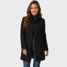 Ellarose – Eleganter Wollmantel Mit Knopfleiste – Schwarz