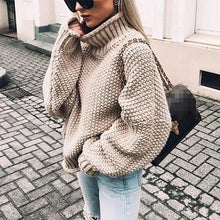 Gemütlicher Rollkragenpullover im Oversize-Stil – Khaki