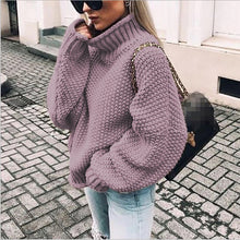 Gemütlicher Rollkragenpullover im Oversize-Stil – Lila