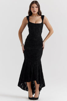 Gerafftes Schulterfreies Kleid - Linda – Schwarz