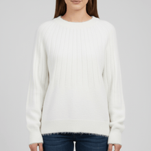 Gerippter Langarm-Pullover - Mayra – Weiß
