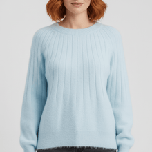 Gerippter Langarm-Pullover - Mayra – Hellblau