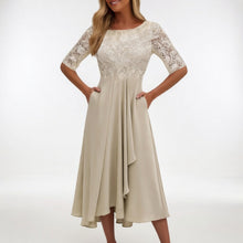 Zerda – Elegantes Midi Kleid Aus Spitze – Creme