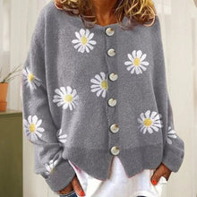 Damen Cardigan mit Blumen Druck | Lässig – Grau