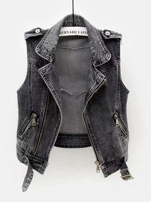 Mariane - Damen Denim Weste – Dunkelgrau