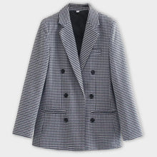 Maßgeschneiderter Blazer mit Karomuster für Frauen – Grau