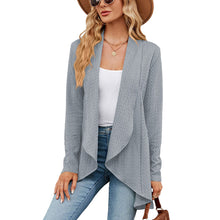 Strick-Cardigan mit Struktur | Wasserfallkragen | Leicht und Elegant – Grau