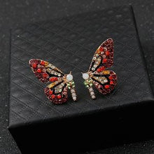 Ohrstecker Schmetterling mit buntem Zirkonia – Rot