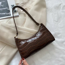 Schultertasche in Kroko-Optik | Kompakt & Elegant | Edler Hingucker – Dunkelbraun