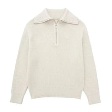 Ulrich | Gestreifter Pullover mit Reißverschluss – Weiß