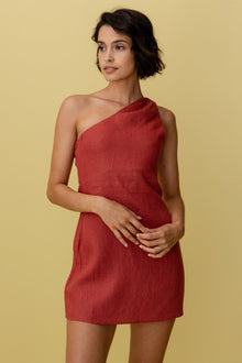 Damen-Minikleid - One-Shoulder - Sommer-Design – Rot