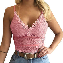 Cleony - Spitzen Sexy Elegantes Damenoberteil – Roze zonder mouwtjes