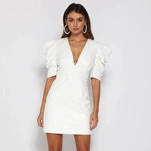 Elegantes Mini-Kleid mit Puffärmeln | Luxuriöses Abendkleid leicht & fein – Weiß
