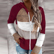 Strickpullover mit Kapuze | Luftiges Muster | Lässig und Bequem – Burgunderrot