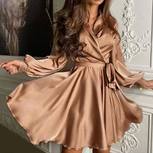 Bianca - Satin Elegantes Damenkleid Schicker Anlass – Bruin