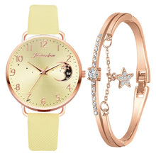 Uhren-Set mit Mondzahlen-Zifferblatt und Armbändern – Gelb