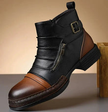 Kramer – Zweifarbige Leder Stiefeletten – Schwarz / Braun