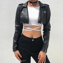 Elegante Crop-Top Lederjacke Mit Fake-Reißverschluss Für Damen | Perfekt für den Alltag – Schwarz