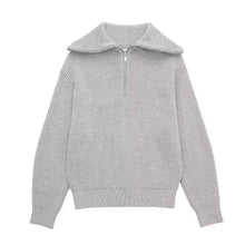 Ulrich | Gestreifter Pullover mit Reißverschluss – Grau