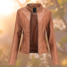 Stylische Bikerjacke für Damen | Schlanke Passform – Hellbraun