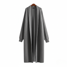 Sarah | Damen Offener Langer Mantel Stil – Grau