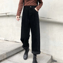 Gemütliche Damen Cordhose mit hoher Taille – Schwarz