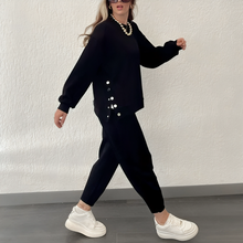 Lässiger Retro-Oversize-Trainings- & Jogginganzug für Damen | Perfekt für lässige Tage – Schwarz