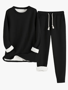 Wärmender Damen-Freizeitanzug für Herbst und Winter: Thermoaktiv und bequem – Schwarz