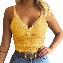 Cleony - Spitzen Sexy Elegantes Damenoberteil – Geel zonder mouwtjes