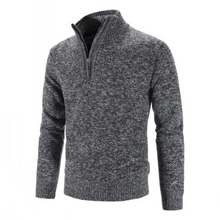 Halbarm Pullover mit modernem Reißverschluss – Grau