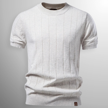 Flavian - Strukturiertes Kurzarm-T-Shirt – Beige