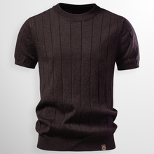Flavian - Strukturiertes Kurzarm-T-Shirt – Espresso