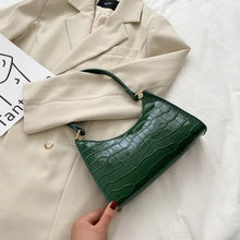 Schultertasche in Kroko-Optik | Kompakt & Elegant | Edler Hingucker – Grün