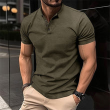 Herren Kurzarm Knöpfen Poloshirt – Armeegrün