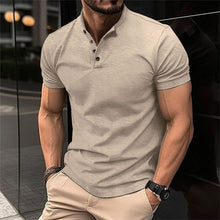 Herren Kurzarm Knöpfen Poloshirt – Beige