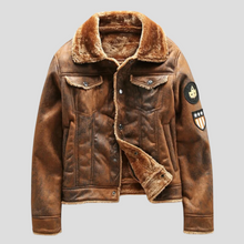 Herren-Bikerjacke Im Klassischen Stil - Mio – Braun