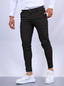 Herren Chino Hose | Stilvolle & Bequeme Chinohose – Schwarz mit Blumen