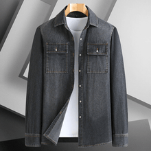 Herren Denim Hemd Baumwolle Casual Stil – Denim Schwarz